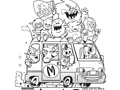 Monsterbus Bubblefriends bubble bubblefriends character illustration minivan monster subarulibero vector