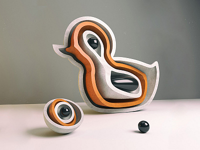 161115 3d ceramis cut duck illustration layers model potery render slice