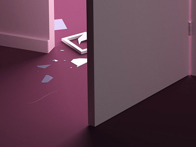Rooms1 3d breaking door glass room storytelling suggestive visual
