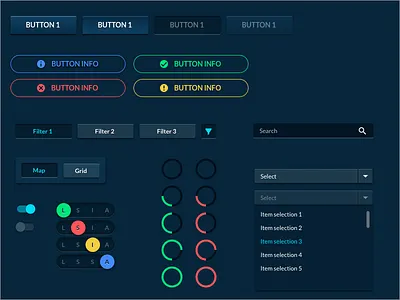 Exploring dark UI button colours contrast dark ui darkui graphic design interface toggle ui ui design semiflat uikit user interface