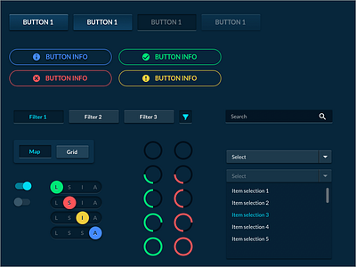 Exploring dark UI button colours contrast dark ui darkui graphic design interface toggle ui ui design semiflat uikit user interface