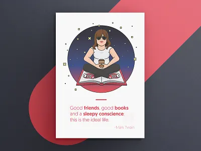 Enjoy Life #5 book cofee friend illustration inspiration poster quote space stars sunglasses