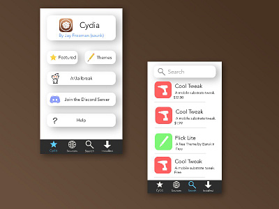 iOS Cydia UI Concept cydia hacking ios iphone jailbreak ui