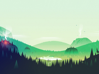 Forest illustration animals app background firecamp forest mountains