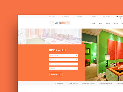 Youth Hostel - Booking Hostel / Hotel bedroom booking check in check out green holiday hostel hotel orange reservation