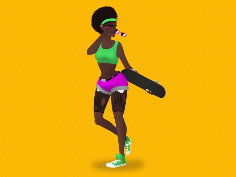 Skateboarder aescripts animation bao bones cool gif loop punk skateboard sports summer woman