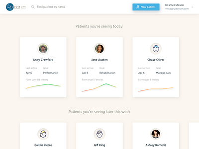 Therapist Portal health ipad listing ui