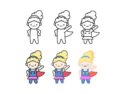 Ellies Games Rebrand Concepts brand cape character games girl hair hands hero logo
