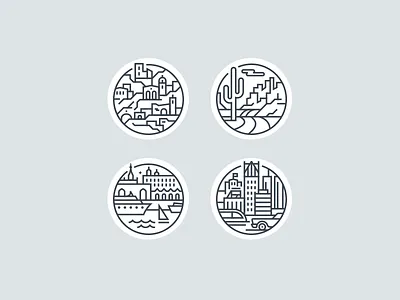 destinations cities destination icons line mono