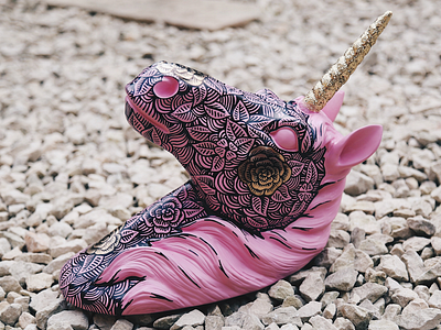 Popcorn cute diy drawing floral gold illustration pattern pink rose sharpie unicorn