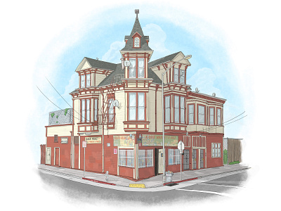 Corner Store Illustration bodega cameron clark corner store drawing illustration liquor store victorian