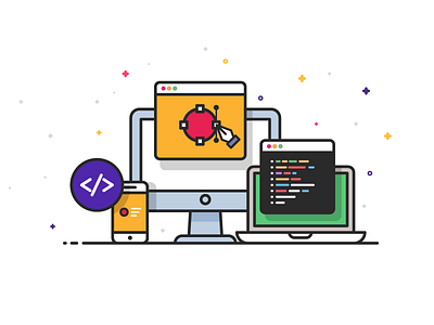 App Development app designe desktop development lineart minimal workspace