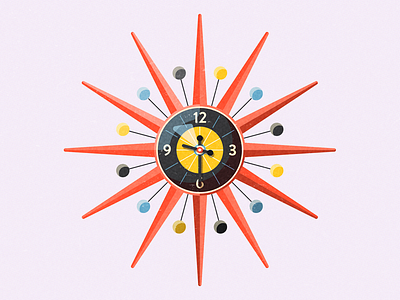 Sunburst color elgin geometry george nelson illustrator mid century modern orange photoshop retro sunburst clock time vintage