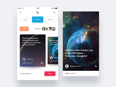 Discuss Topics app clean discussion flat ios iphone light mobile space tile ui ux