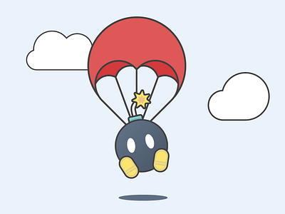 Bombs Away ba babomb bomb bomb omb clouds explode illustration mario parachute super