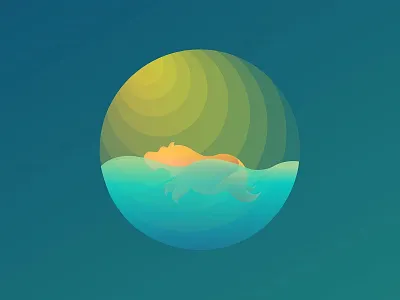 Hippo animal circle design dolphin icon logo symbol