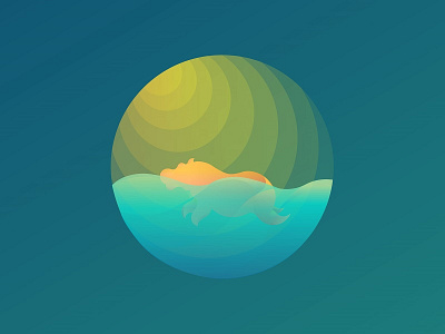 Hippo animal circle design dolphin icon logo symbol