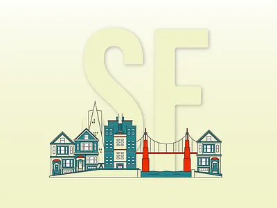 Sanfran Illustration 2600hz bay bay area branding bridge building city communications design house illustration illustrator kazoo san francisco sf tech telco vector water web
