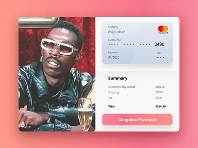 Charlie Murphy Tribute Gala - Daily UI #2 charliemurphy creditcard dailyui ecommerce rip ui