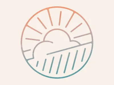 Rain or Shine Sticker cloud gradient icon mark rain stamp sticker sun texture