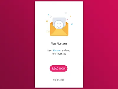 Daily UI, Week Four, Day 6 - PopUp Message crimson envelop message new pop up