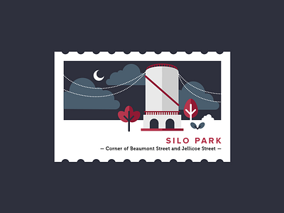 Silo Park 2d flat illustration illustration new zealand stamp