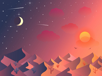 Desert Day&Night illustration
