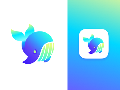 Blue Whale animal app blue branding dailyui gradients icon identity logo minimal whale