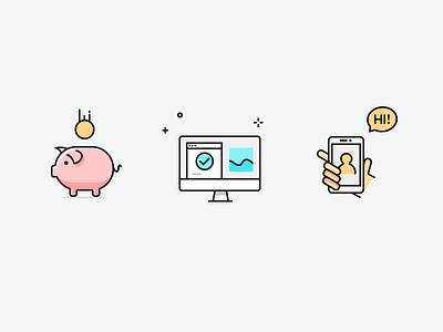 icon bubble check desktop graphic hand money pc phone pig ui web