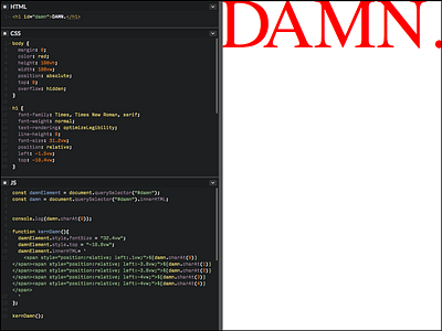 Damn code css damn default experiment javascript