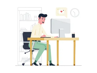 Dont Be A Stranger bookcase computer customer desk email illustration love office online shopping