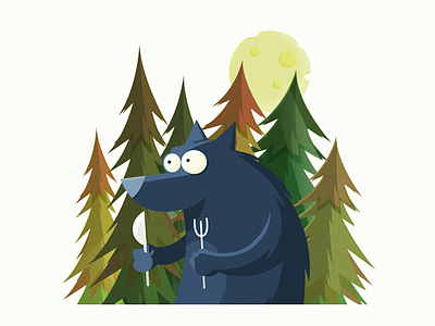 Hungry wolf scene flat food forest full moon hunger hungry moon scene wolf