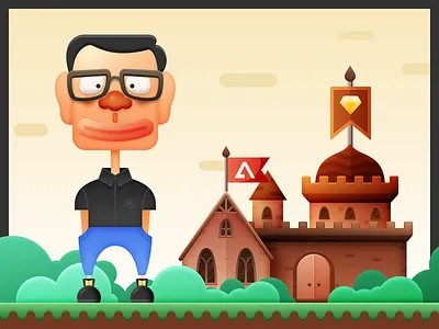 My castle : Adotch adobe castle flag illustration painting people sketch