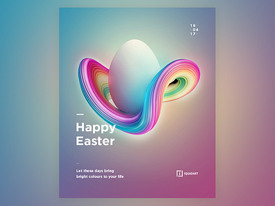 Happy Easter 3d celebration colors congratulation easter egg poster