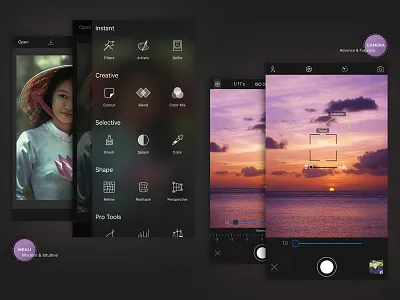 Customised app camera advanced app camera design features ui ux