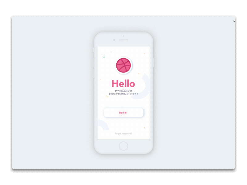 Hello Dribbble :) animation dribbble greetings login ui ux
