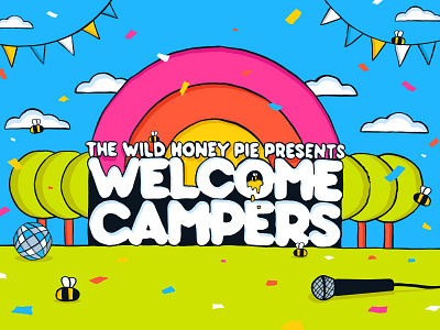Welcome Campers 2017 Final hand drawn illustration lettering logo nature poster typography vector