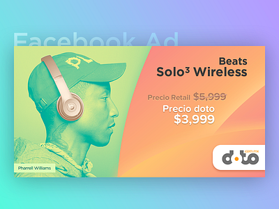 Facebook Ad - Beats Solo 3 Wireless ad beats facebook fb gradient headphones instagram instagram ad instagram post pharell williams post solo spotify wireless ysbdesign