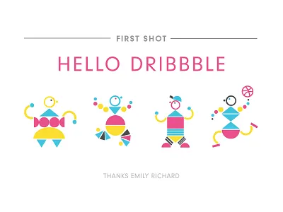 First Shot Dance Party Robots dance debut first hello illustration party robots shot