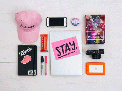 Backpack Stop Motion animation backpack flatlay moleskine pink stop motion stopmotion wood