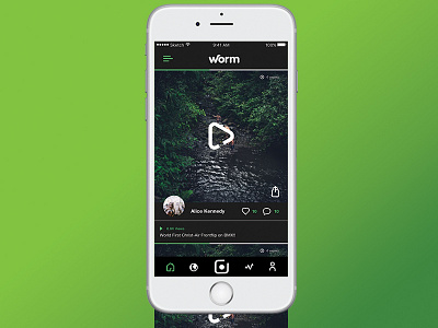 Worm UI concept. green icon iphone sharing uiux video