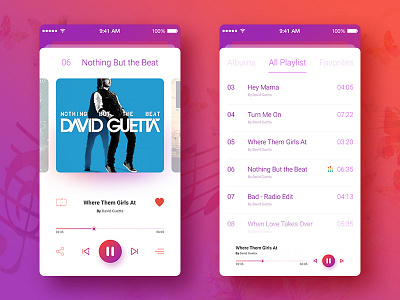 Music App app audio concept ios list music play song ui ux