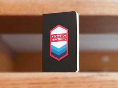 Never Stop Practicing sticker blue hexagon inspirational journal motivation notebook red sticker stickermule