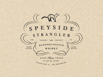 Speyside Strangler ferret filigree liquor lockup scotch speyside spirits type typography whiskey whisky