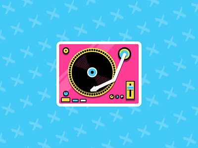 Turntable Sticker bright dj illustration music scratch sticker turntable