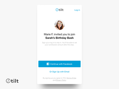 Tilt: Onboarding | iOS blue design flat ios iphone mobile onboarding san francisco sign up ui