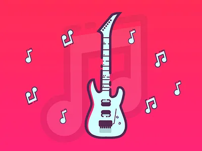 White Jackson Guitar flat gradient guitar illustration instrument material minimal modern music musical simple