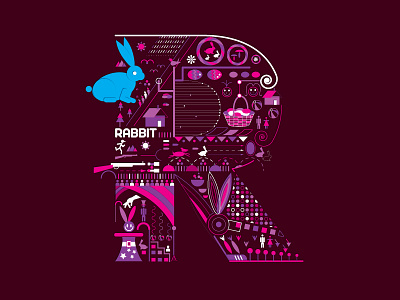 Alphabet Stories Letter R alphabet easter eggs illustration letter rabbit stories typography