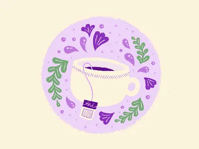 Tea-riffic Timing floral flowers illustration leaves mug tea tea bag