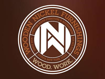 Wooden Nickel badge carpentry circle furniture monogram schwag wood woodworking